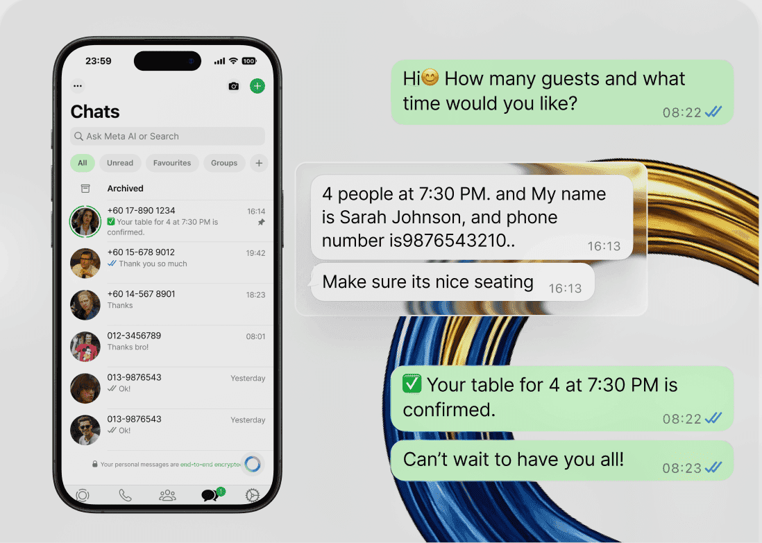 WhatsApp reservation conversation flow