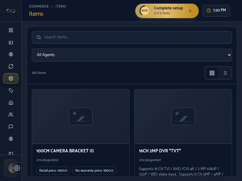 Multi-location catalog and stock control operational environment